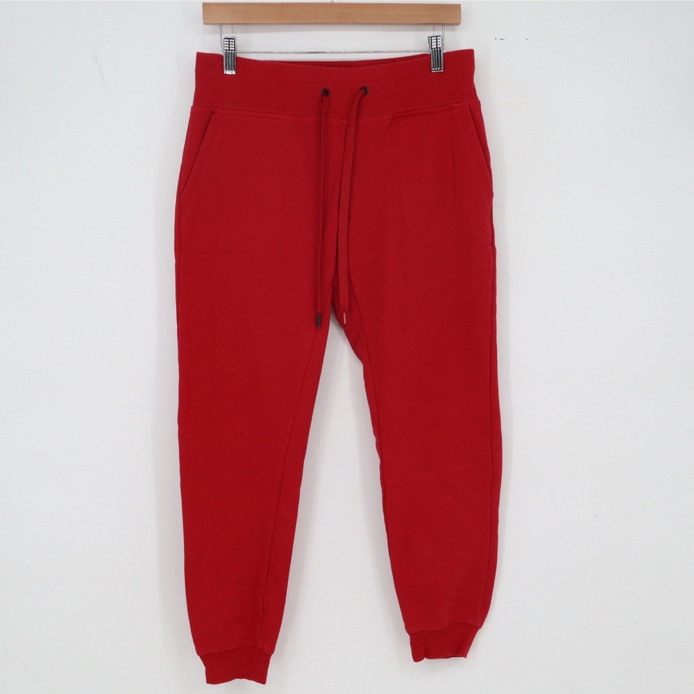 DKNY Sport Joggers Womens S Red Glitter Logo Fleece Sweatpants Excellent